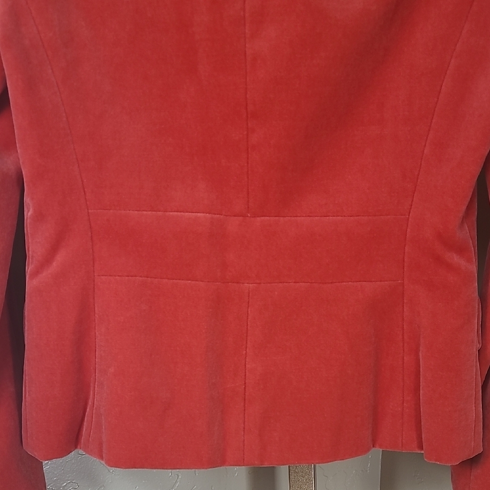 J. Crew 2008 Women's Velvet Dark Coral Red Blazer 100% Cotton - Picture 12 of 16